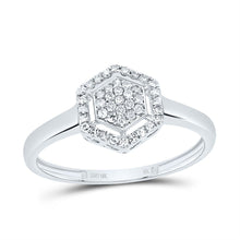 Load image into Gallery viewer, 10K White Gold Diamond Fashion Hexagon Ring 1/6 Cttw - Splendid Jewellery