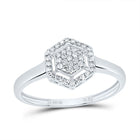 10K White Gold Diamond Fashion Hexagon Ring 1/6 Cttw - Splendid Jewellery