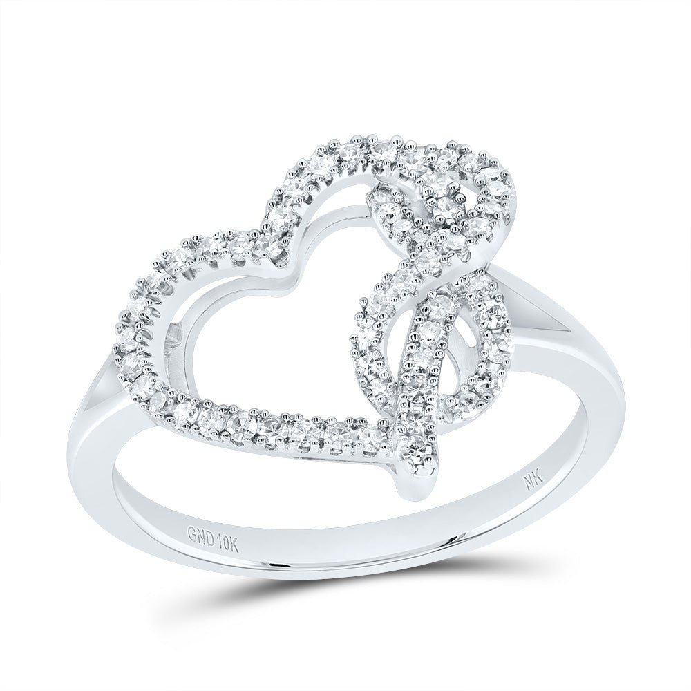 10K White Gold Diamond Fashion Infinity Heart Ring 1/4 Cttw - Splendid Jewellery