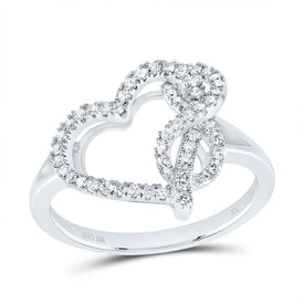 10K White Gold Diamond Fashion Infinity Heart Ring 1/4 Cttw - Splendid Jewellery