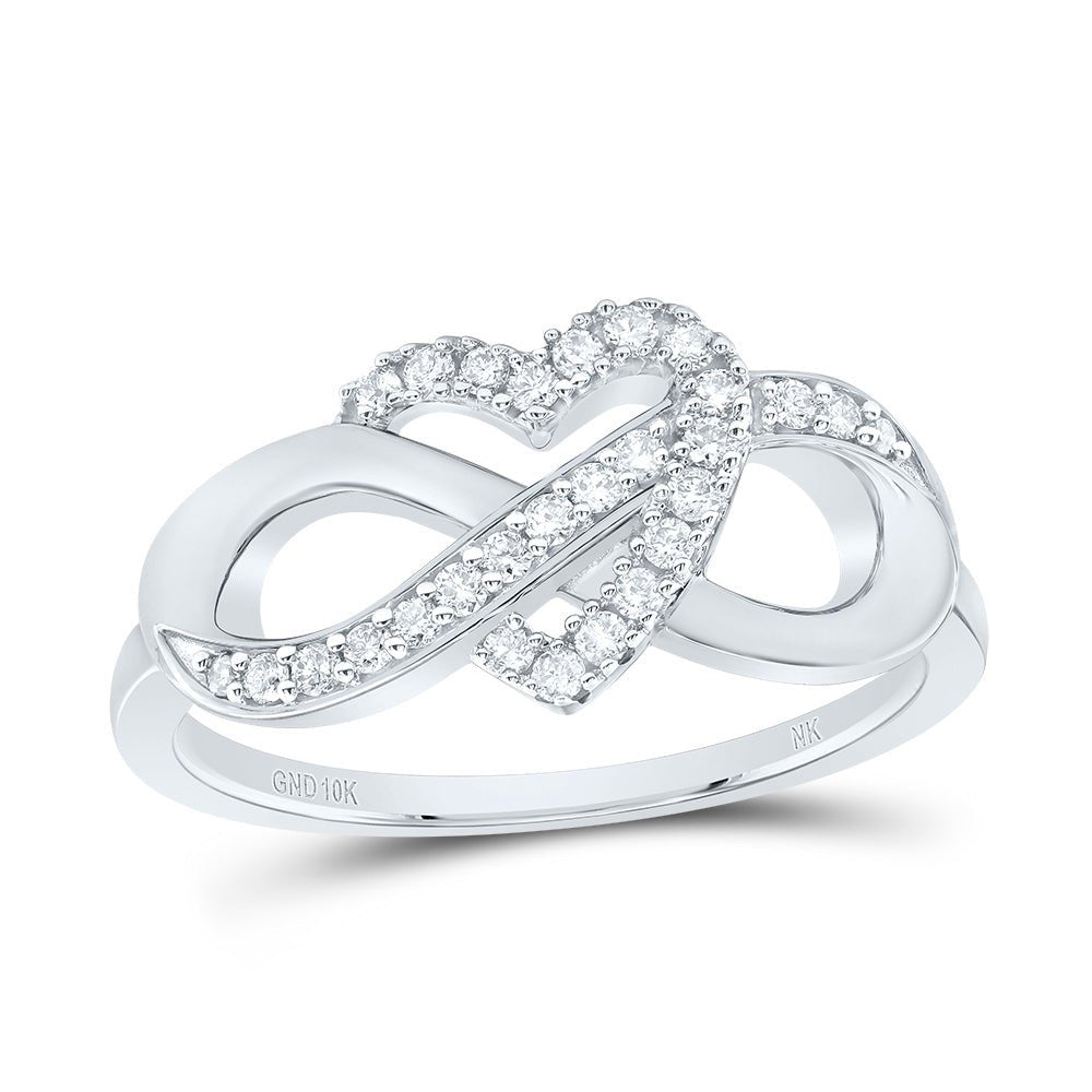 10K White Gold Diamond Fashion Infinity Heart Ring 1/5 Cttw - Splendid Jewellery
