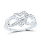 10K White Gold Diamond Fashion Infinity Heart Ring 1/5 Cttw - Splendid Jewellery