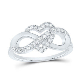 10K White Gold Diamond Fashion Infinity Heart Ring 1/5 Cttw - Splendid Jewellery