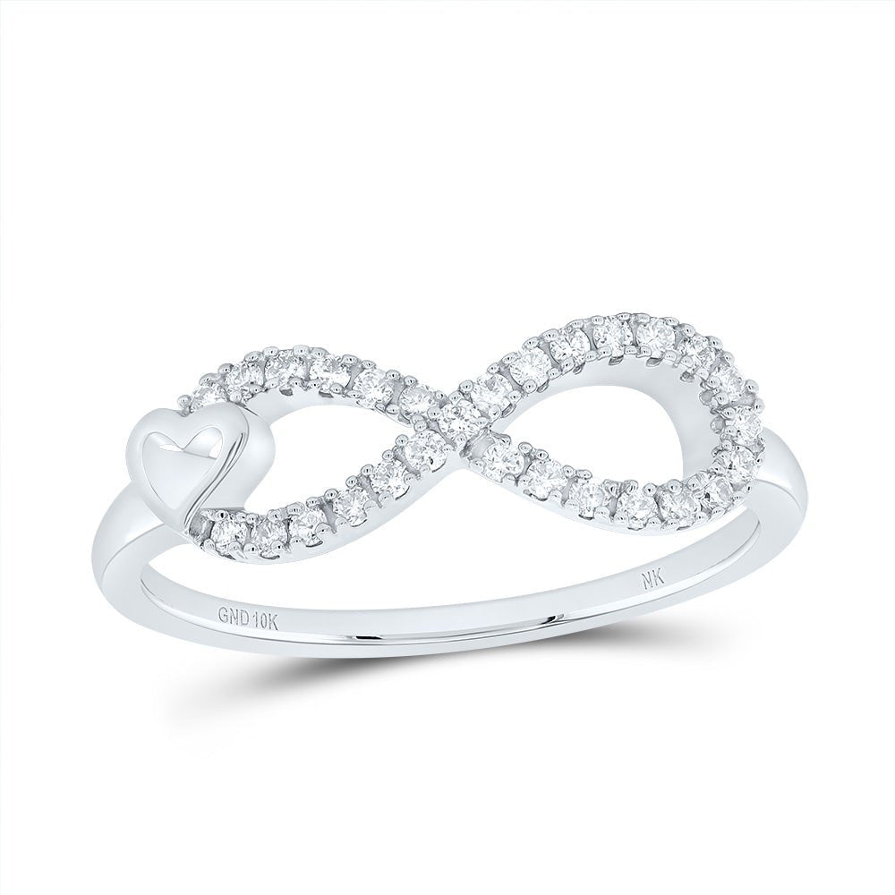 10K White Gold Diamond Fashion Infinity Heart Ring 1/6 Cttw - Splendid Jewellery