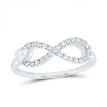 Load image into Gallery viewer, 10K White Gold Diamond Fashion Infinity Heart Ring 1/6 Cttw - Splendid Jewellery