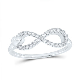 10K White Gold Diamond Fashion Infinity Heart Ring 1/6 Cttw - Splendid Jewellery