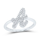 10K White Gold Diamond Fashion Initial "A" Ring 1/4 Cttw - Splendid Jewellery
