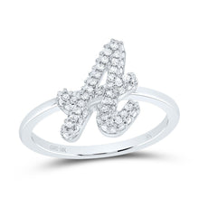 Load image into Gallery viewer, 10K White Gold Diamond Fashion Initial "A" Ring 1/4 Cttw - Splendid Jewellery