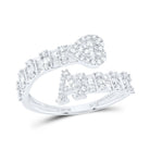 10K White Gold Diamond Fashion Initial "A" Women's Heart Cuff Ring 1/2 Cttw - Splendid Jewellery