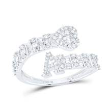 Load image into Gallery viewer, 10K White Gold Diamond Fashion Initial "A" Women's Heart Cuff Ring 1/2 Cttw - Splendid Jewellery