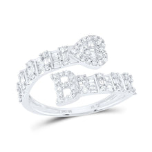 Load image into Gallery viewer, 10K White Gold Diamond Fashion Initial "B" Women's Heart Cuff Ring 1/2 Cttw - Splendid Jewellery