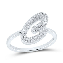 Load image into Gallery viewer, 10K White Gold Diamond Fashion Initial "C" Ring 3/8 Cttw - Splendid Jewellery
