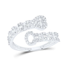 Load image into Gallery viewer, 10K White Gold Diamond Fashion Initial "C" Women's Heart Cuff Ring 1/2 Cttw - Splendid Jewellery