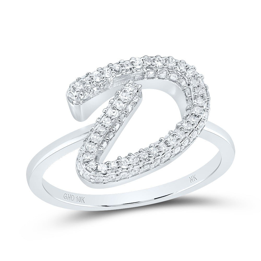 10K White Gold Diamond Fashion Initial "D" Ring 3/8 Cttw - Splendid Jewellery