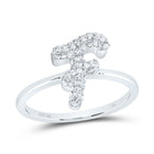 10K White Gold Diamond Fashion Initial "F" Ring 1/4 Cttw - Splendid Jewellery