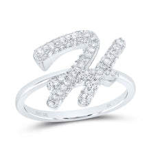 Load image into Gallery viewer, 10K White Gold Diamond Fashion Initial "H" Ring 3/8 Cttw - Splendid Jewellery