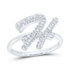10K White Gold Diamond Fashion Initial "H" Ring 3/8 Cttw - Splendid Jewellery