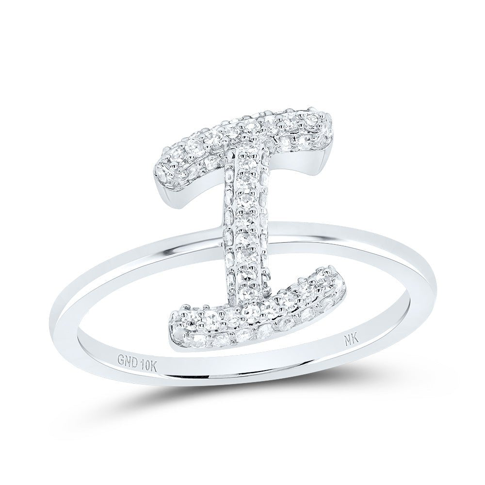 10K White Gold Diamond Fashion Initial "I" Ring 1/3 Cttw - Splendid Jewellery