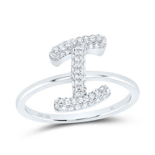 Load image into Gallery viewer, 10K White Gold Diamond Fashion Initial "I" Ring 1/3 Cttw - Splendid Jewellery