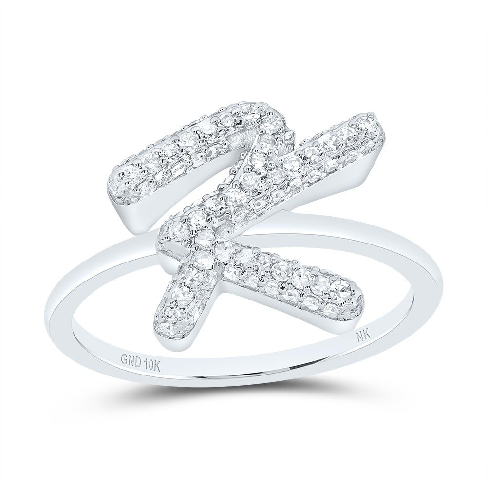 10K White Gold Diamond Fashion Initial "K" Ring 3/8 Cttw - Splendid Jewellery