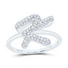 10K White Gold Diamond Fashion Initial "K" Ring 3/8 Cttw - Splendid Jewellery
