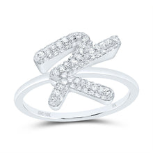 Load image into Gallery viewer, 10K White Gold Diamond Fashion Initial "K" Ring 3/8 Cttw - Splendid Jewellery