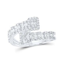 Load image into Gallery viewer, 10K White Gold Diamond Fashion Initial "K" Women's Cuff Ring 5/8 Cttw - Splendid Jewellery
