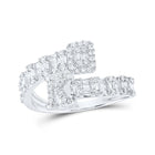 10K White Gold Diamond Fashion Initial "K" Women's Cuff Ring 5/8 Cttw - Splendid Jewellery