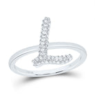 10K White Gold Diamond Fashion Initial "L" Ring 1/5 Cttw - Splendid Jewellery