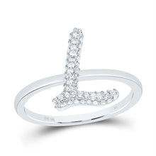 Load image into Gallery viewer, 10K White Gold Diamond Fashion Initial "L" Ring 1/5 Cttw - Splendid Jewellery
