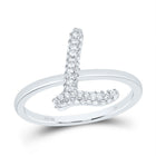 10K White Gold Diamond Fashion Initial "L" Ring 1/5 Cttw - Splendid Jewellery