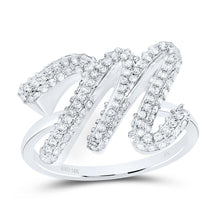 Load image into Gallery viewer, 10K White Gold Diamond Fashion Initial "M" Ring 1/2 Cttw - Splendid Jewellery