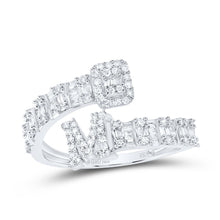 Load image into Gallery viewer, 10K White Gold Diamond Fashion Initial "M" Women's Cuff Ring 1/2 Cttw - Splendid Jewellery
