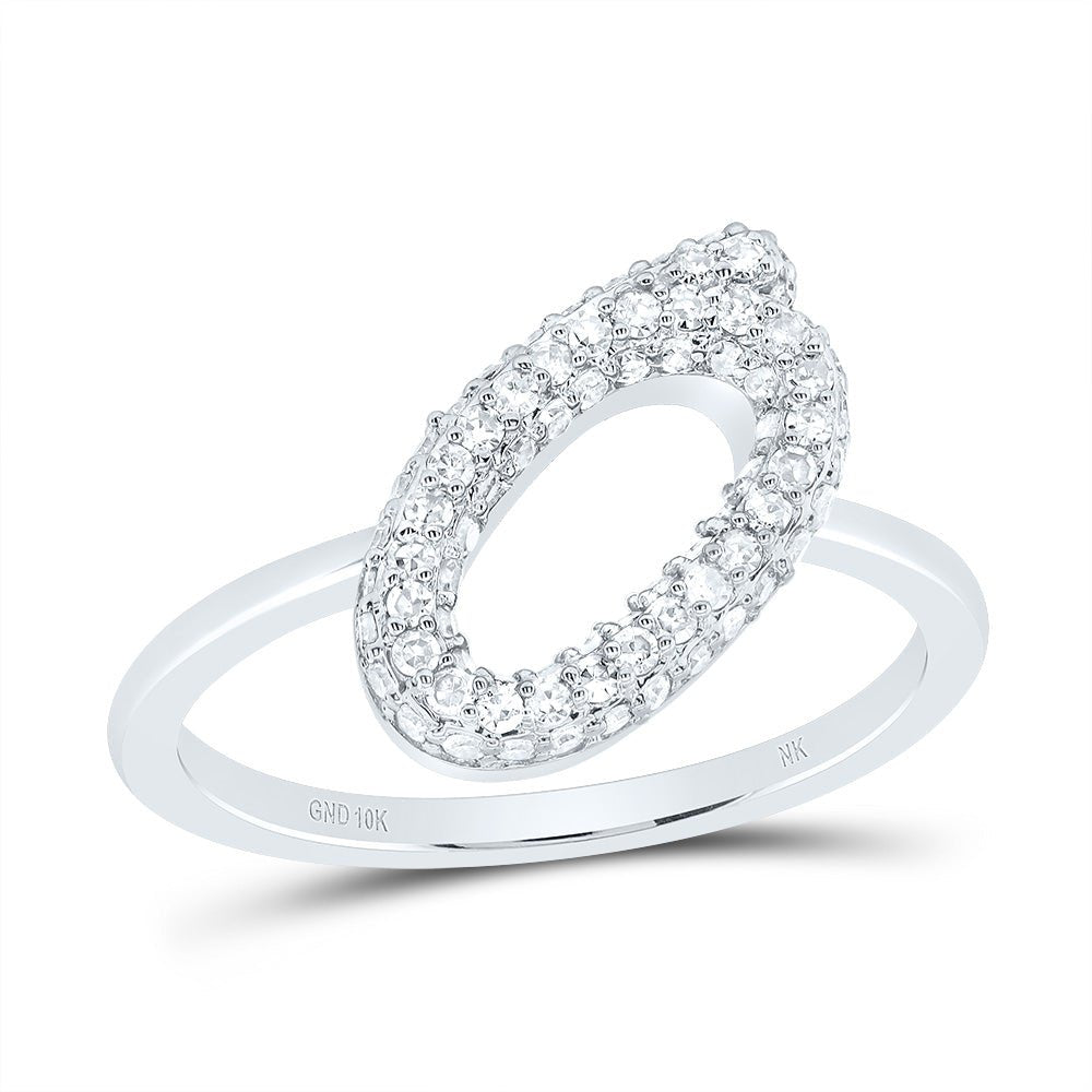 10K White Gold Diamond Fashion Initial "O" Ring 3/8 Cttw - Splendid Jewellery