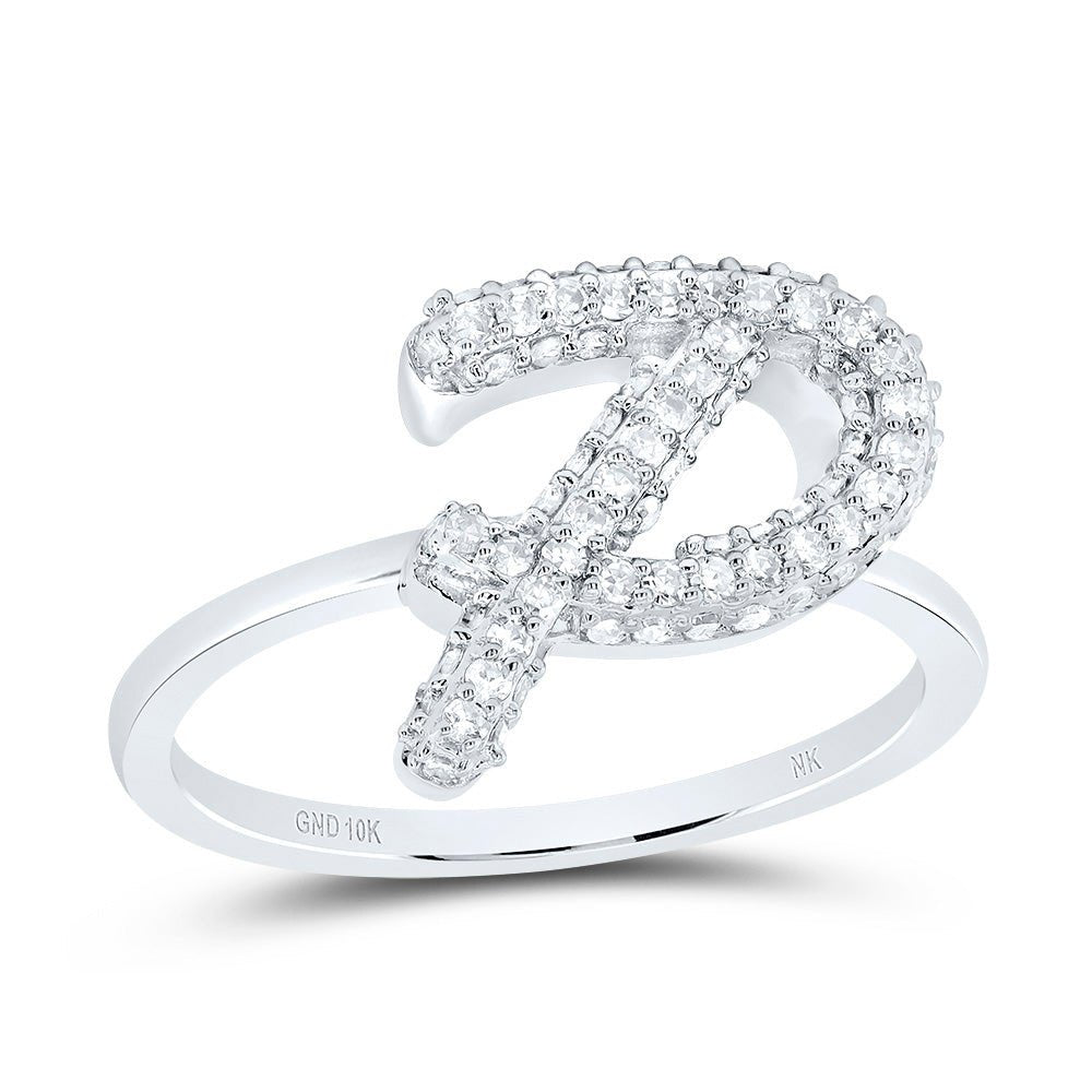 10K White Gold Diamond Fashion Initial "P" Ring 3/8 Cttw - Splendid Jewellery