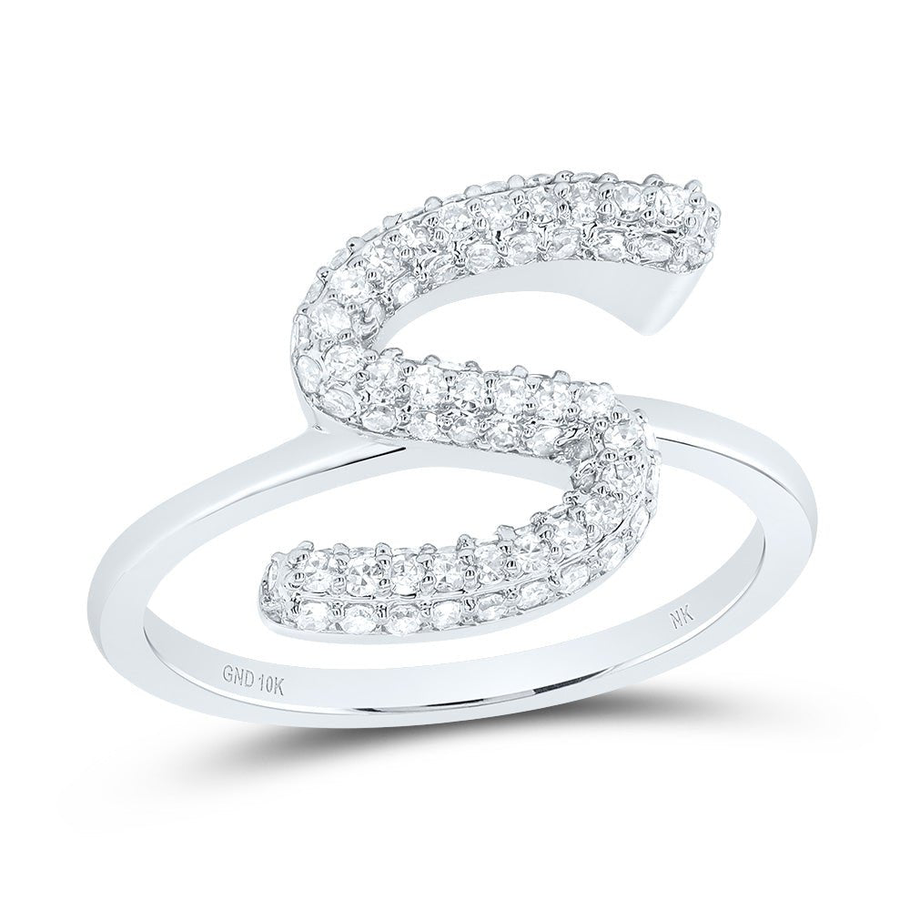 10K White Gold Diamond Fashion Initial "S" Ring 3/8 Cttw - Splendid Jewellery