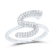 Load image into Gallery viewer, 10K White Gold Diamond Fashion Initial "S" Ring 3/8 Cttw - Splendid Jewellery