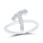 10K White Gold Diamond Fashion Initial "T" Ring 1/4 Cttw - Splendid Jewellery