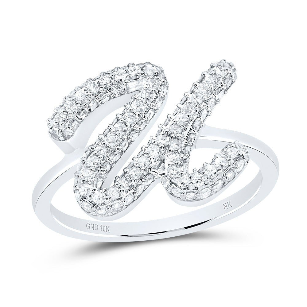 10K White Gold Diamond Fashion Initial "U" Ring 1/2 Cttw - Splendid Jewellery