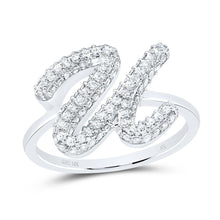 Load image into Gallery viewer, 10K White Gold Diamond Fashion Initial "U" Ring 1/2 Cttw - Splendid Jewellery