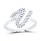 10K White Gold Diamond Fashion Initial "V" Ring 3/8 Cttw - Splendid Jewellery