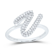 Load image into Gallery viewer, 10K White Gold Diamond Fashion Initial "V" Ring 3/8 Cttw - Splendid Jewellery