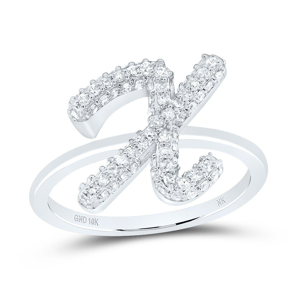 10K White Gold Diamond Fashion Initial "X" Ring 3/8 Cttw - Splendid Jewellery