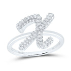 10K White Gold Diamond Fashion Initial "X" Ring 3/8 Cttw - Splendid Jewellery