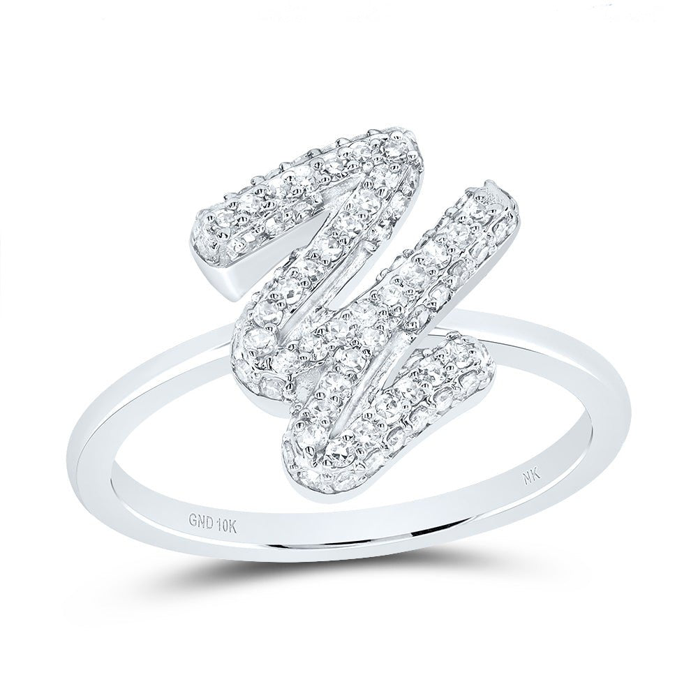 10K White Gold Diamond Fashion Initial "Y" Ring 3/8 Cttw - Splendid Jewellery