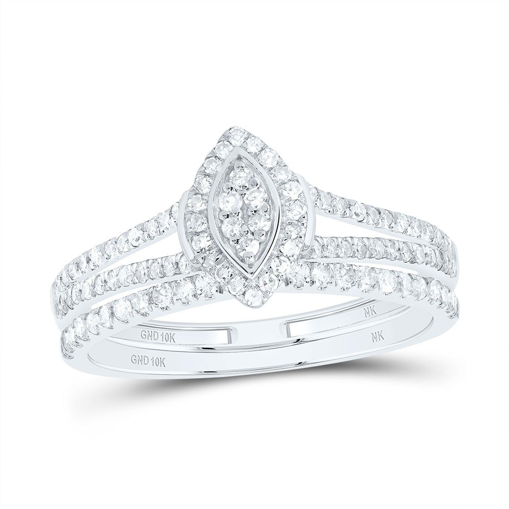 10K White Gold Diamond Fashion Marquise Bridal Set 1/3 Cttw - Splendid Jewellery