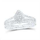10K White Gold Diamond Fashion Marquise Bridal Set 1/3 Cttw - Splendid Jewellery