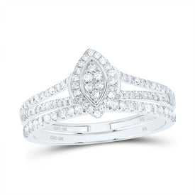 10K White Gold Diamond Fashion Marquise Bridal Set 1/3 Cttw - Splendid Jewellery