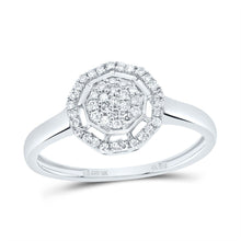Load image into Gallery viewer, 10K White Gold Diamond Fashion Nonagon Ring 1/5 Cttw - Splendid Jewellery