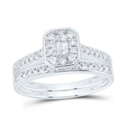 10K White Gold Diamond Fashion Octagon Bridal Set 1/2 Cttw - Splendid Jewellery